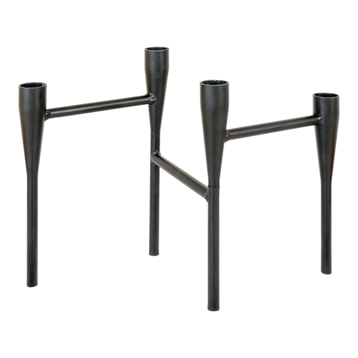 Portacandele in acciaio nero a quattro bracci 5x28x21 cm