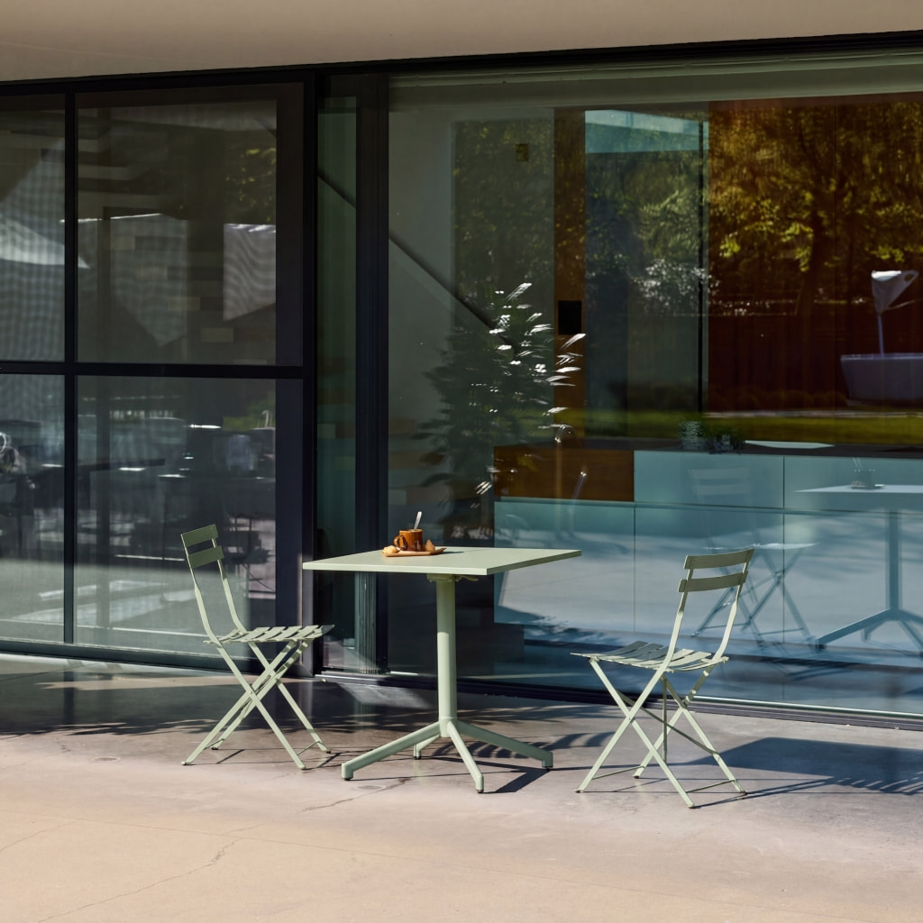 Table de jardin bistrot carrée pliante acier 2 places intérieur/extérieur  CHIARA