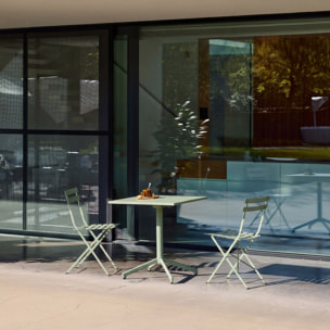 Table de jardin bistrot carrée pliante acier 2 places intérieur/extérieur  CHIARA