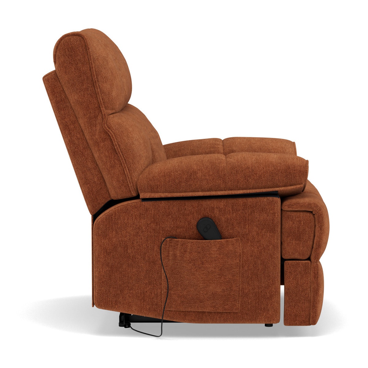 Chandler - Fauteuil relax électrique en velours texturé - Terracotta
