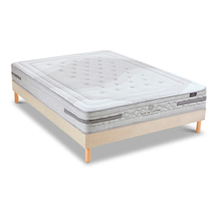 Ensemble Matelas Sérénade & Sommier Lino, 26 cm, Ressorts Ensachés Latex, Technologie Tri-Lattes, Soutien Ferme