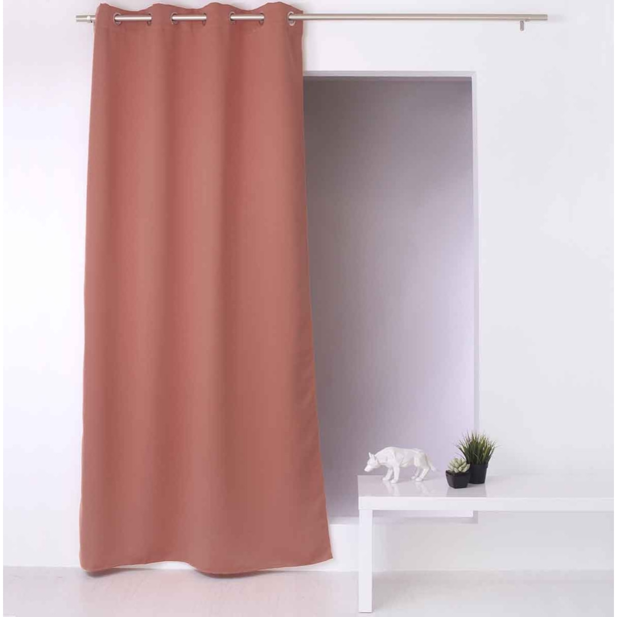 Rideau occultant fil noir avec 8 œillets - Brique