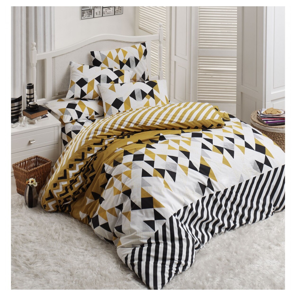 Parure housse de couette et taie(s) d'oreiller coton imprimé