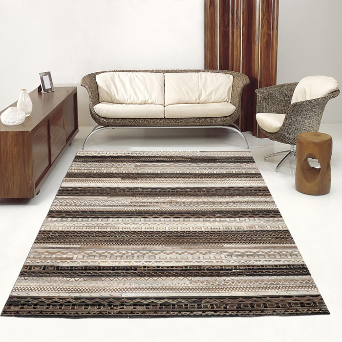 Tapis peau de vache kilim fait main VINI