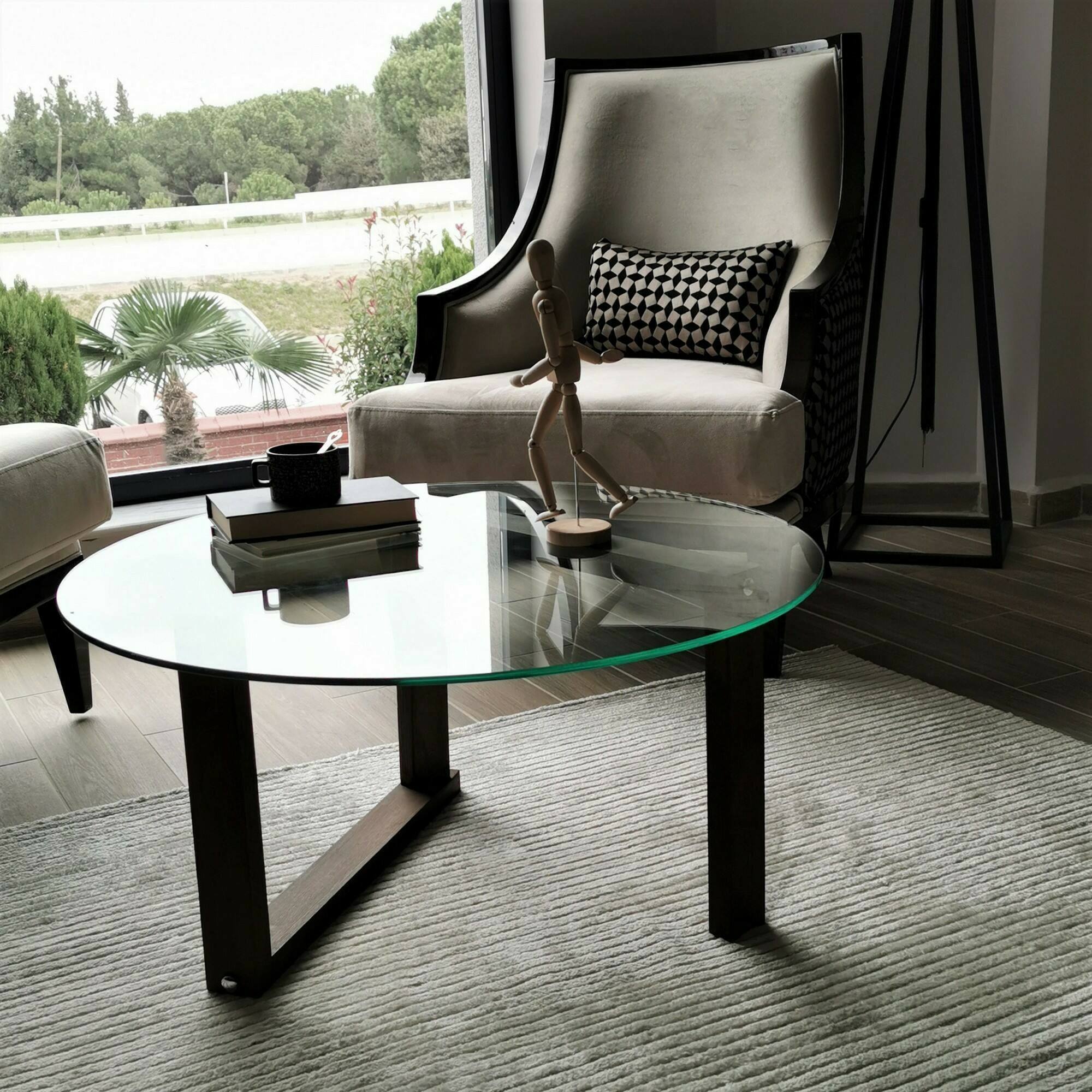 Tavolino da salotto Ragia, Tavolo basso da caffè, Portariviste per divano, Ripiano da soggiorno, 80x80h41 cm, Noce