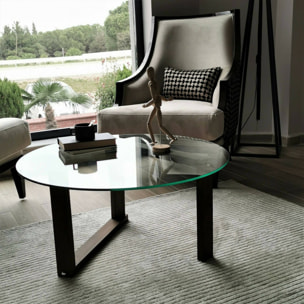 Tavolino da salotto Ragia, Tavolo basso da caffè, Portariviste per divano, Ripiano da soggiorno, 80x80h41 cm, Noce