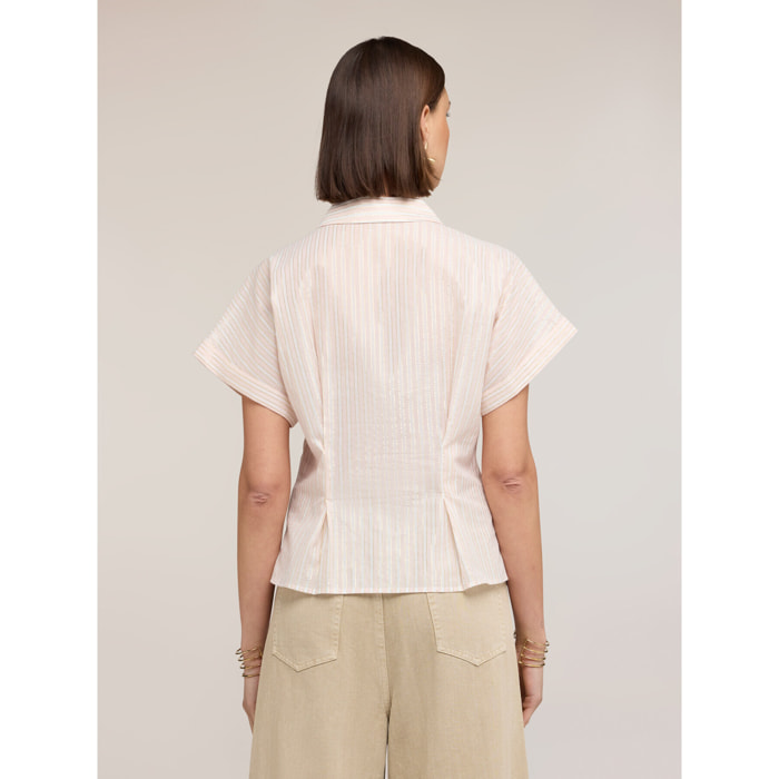Motivi - Camicia in mussola a righe lurex - Rosa