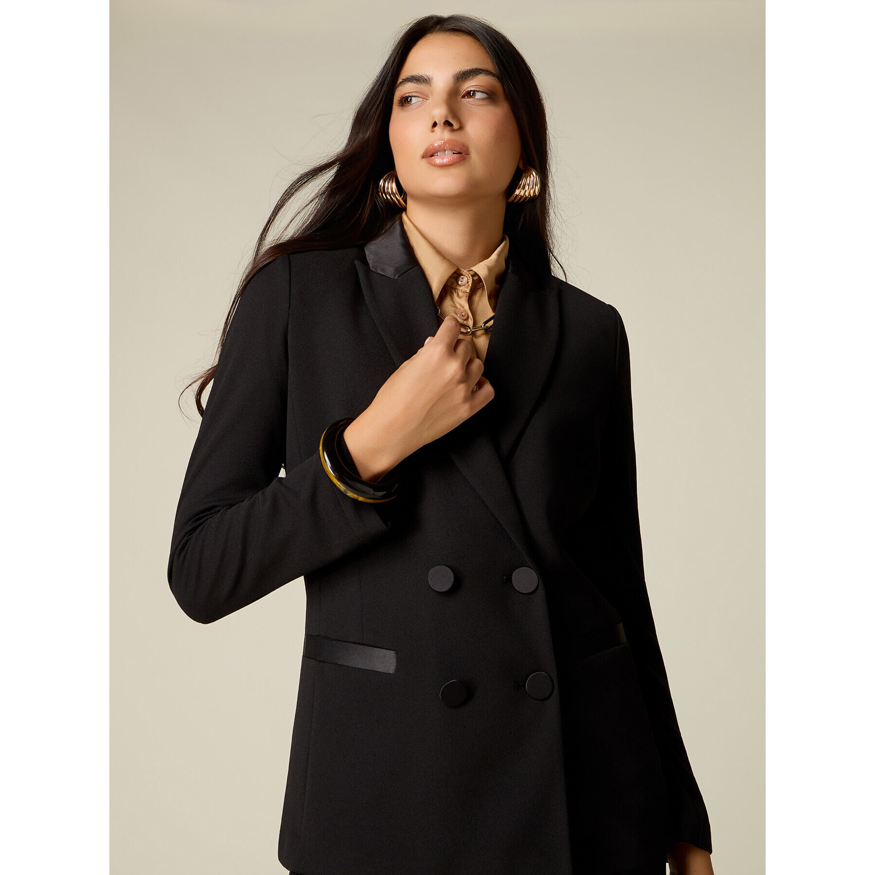Oltre - Blazer doppiopetto con bottoni foderati - Nero