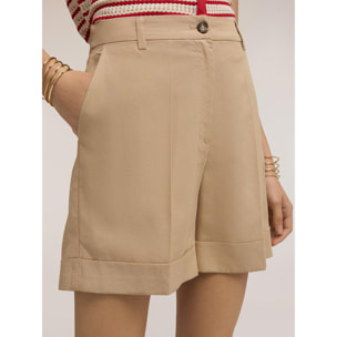 Motivi - Shorts de mezcla de lino con dobladillo - Beige