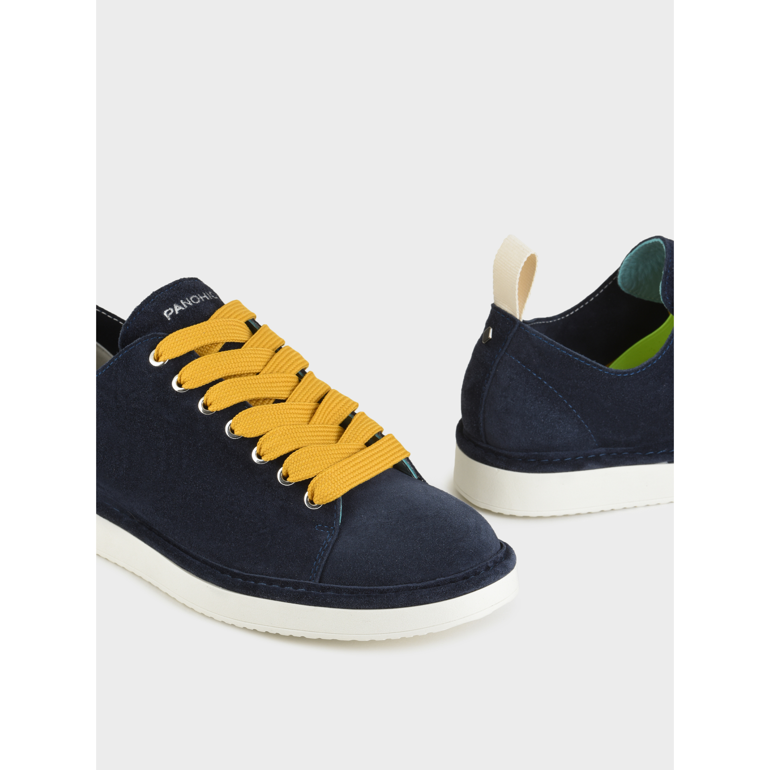 SCARPA ALLACCIATA P01 UOMO IN SUEDE NOTTE-GIALLO