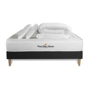 Pack matelas à mémoire de forme Nottingham + sommier KIT noir + 2 oreillers de mémoire de forme + 1 couette 250 grammes + Sommier tapissier en kit cm d'épaisseur - Matelas à Mémoire de forme de 20cm d'épaisseur