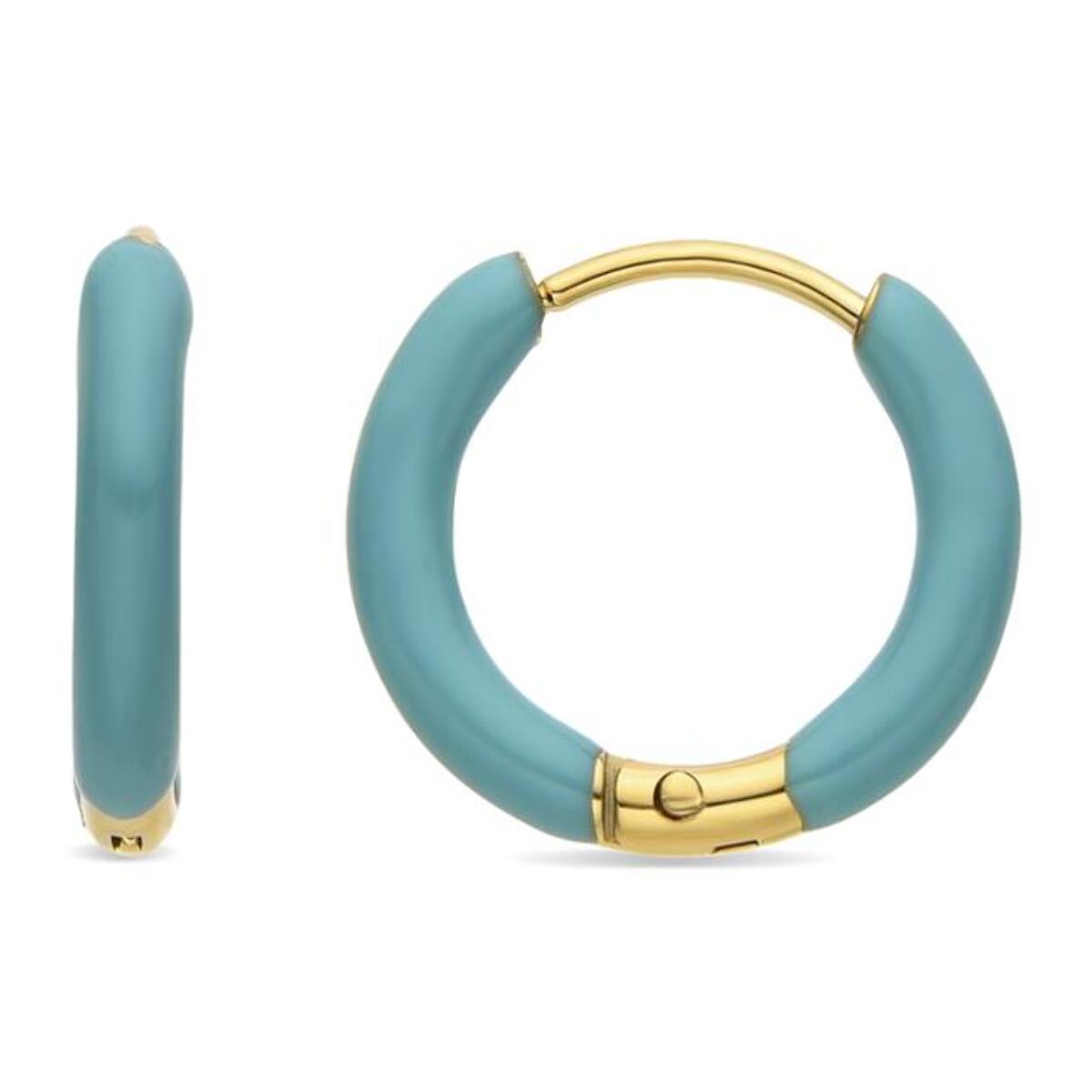 Pendientes con Lacado Verde acabado oro 18k
