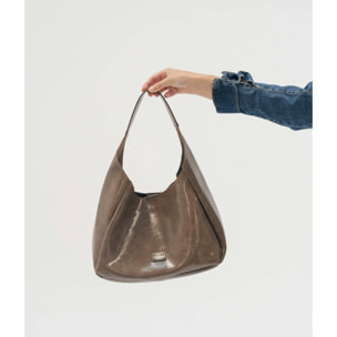 Bolso de hombro taupe con bolsa interior