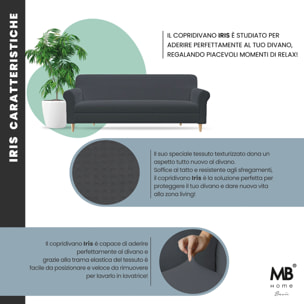 COPRIDIVANO IRIS, Elastico, Estensibile e Sagomato - GRIGIO SCURO