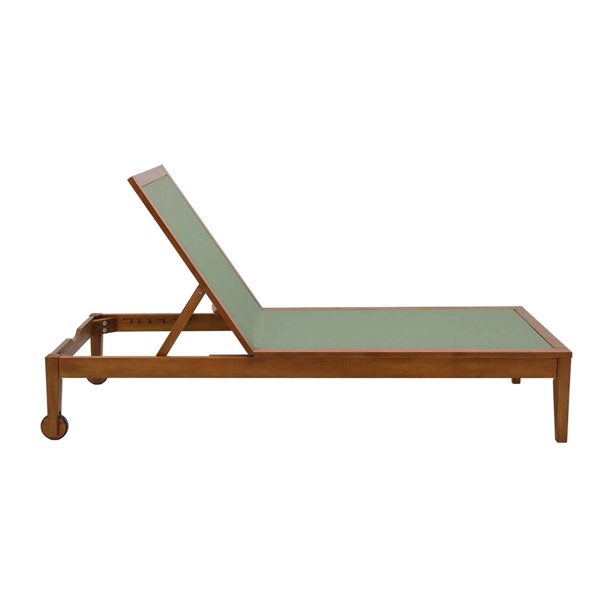 Bain de soleil vert kaki et bois massif NAVEEN