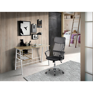 Mesa escritorio – Roble canadiense con estructura blanca