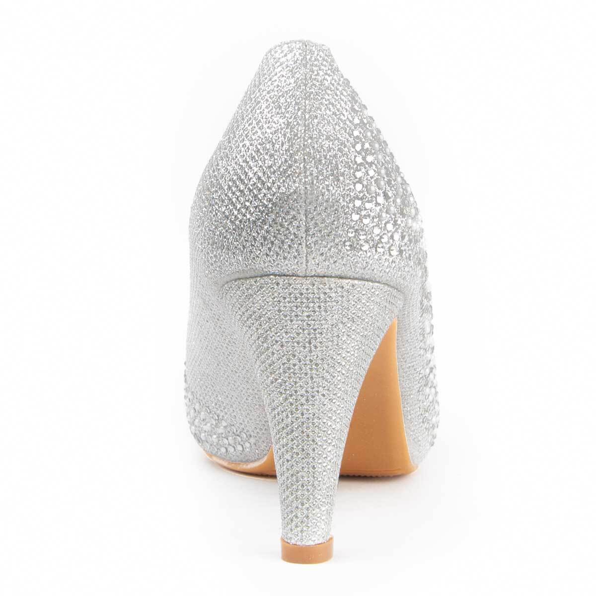 Zapato De Tacón - Plateado - Altura: 6 Cm