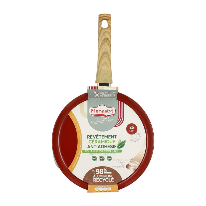 Crêpière 26cm en aluminium recyclé brique - tous feux COLORAMA