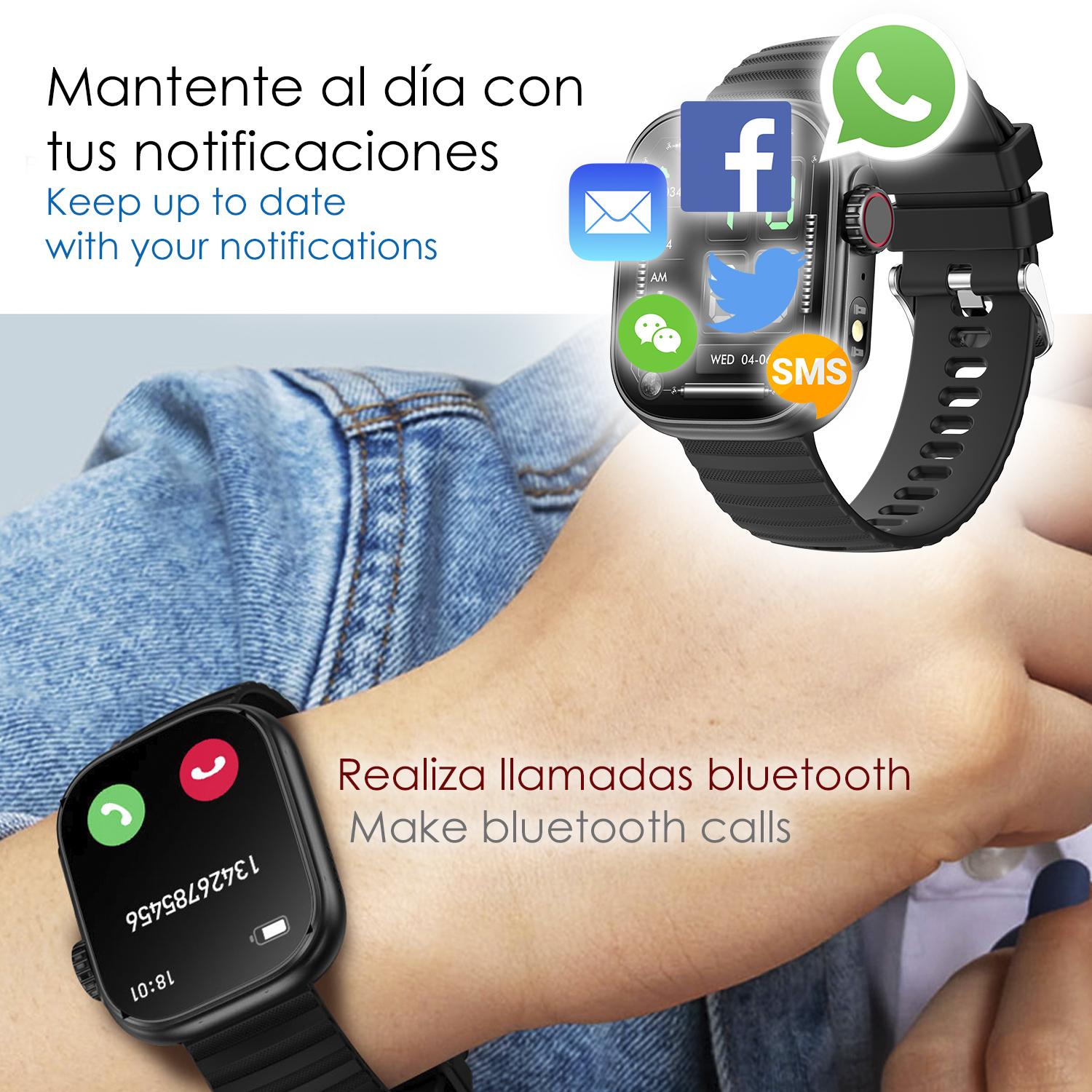 DAM Smartwatch ZW39 con notificaciones de Apps, llamadas Bluetooth. Monitor de tensión y oxígeno en sangre. 3,7x1,1x4,7 Cm. Color: Oro