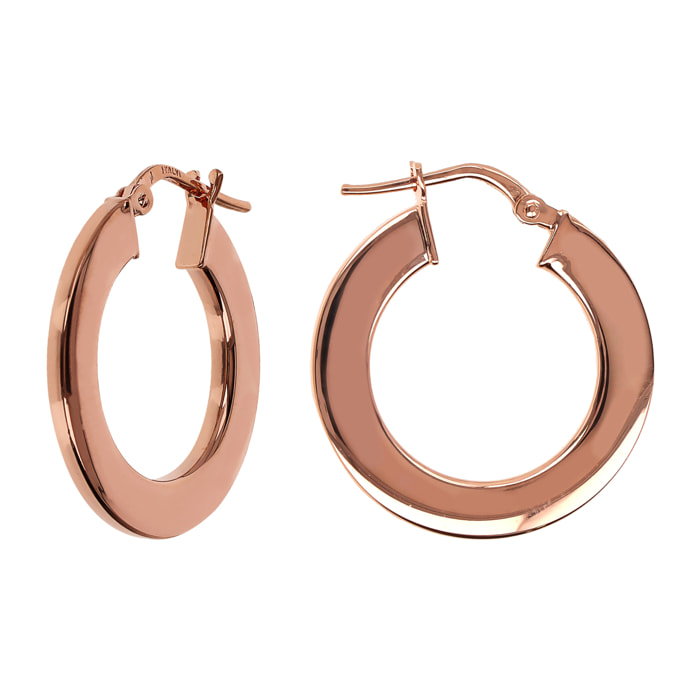 Orecchini a Cerchio placcati Oro Rosa 18Kt Superficie Piatta Diametro 2cm