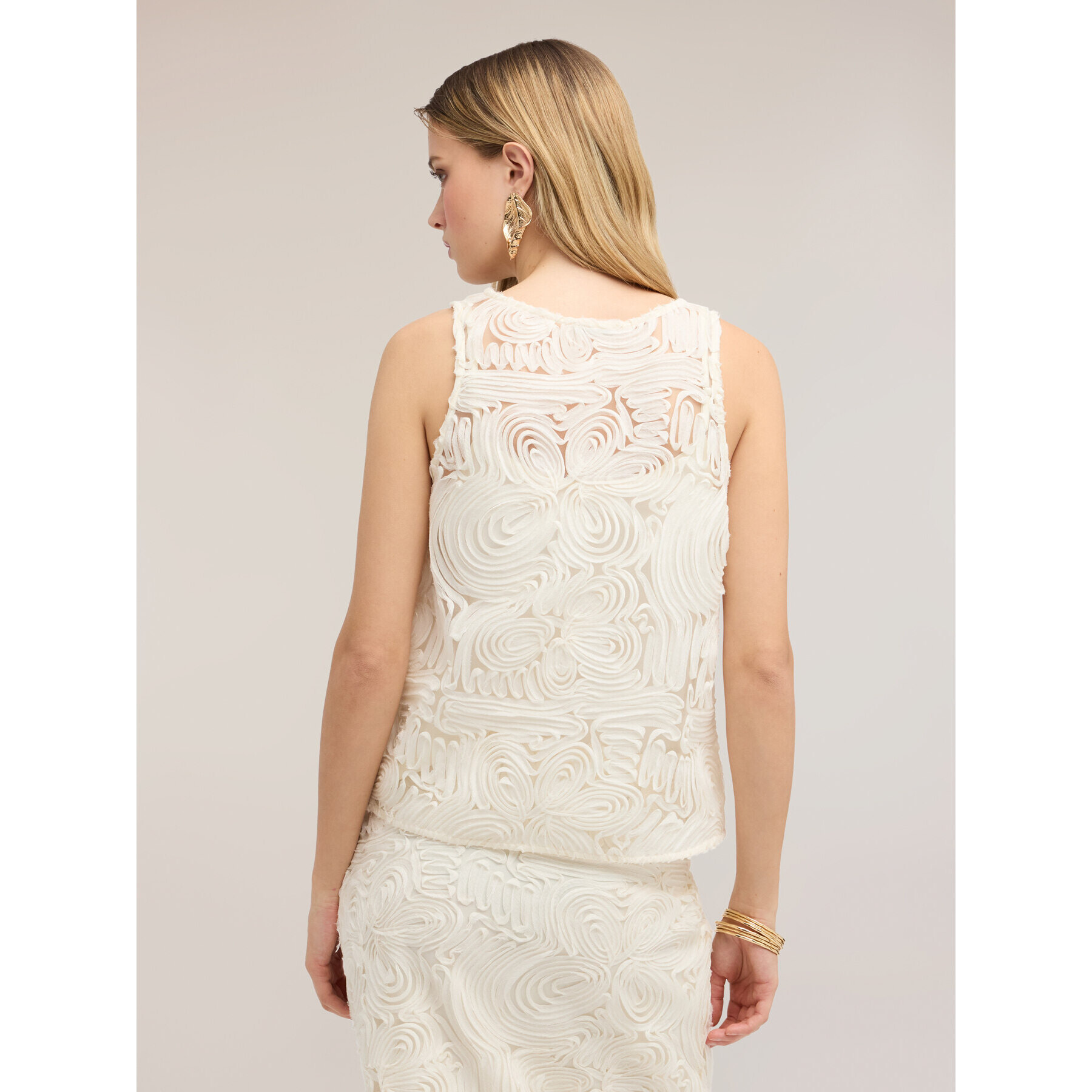 Motivi - Top in tulle con ricamo tridimensionale - Bianco