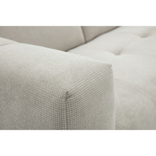 Canapé d'angle droit 3 places avec têtières ajustables en tissu chenille beige et métal NORELL