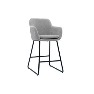 Tabourets de bar en tissu effet velours gris H65 cm (lot de 2) AMIKA