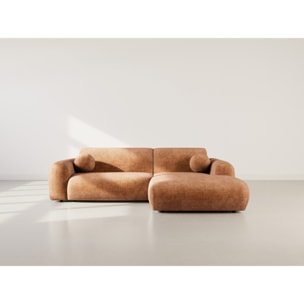 Louise - Canapé d'angle droit 4 places en velours texturé - Terracotta