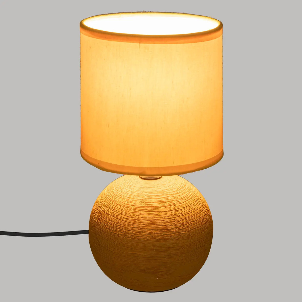 Lampe céramique "Timéo" jaune moutarde strié H25cm