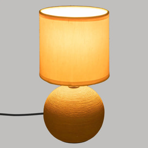 Lampe céramique "Timéo" jaune moutarde strié H25cm