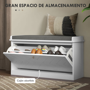 Banco Zapatero con Asiento Moderno Banco con Almacenaje Mueble Zapatero con Banco de Madera con Estantes Ajustables y Cojín Acolchado para 8 Pares de Zapatos 80x26x44,5 cm Blanco