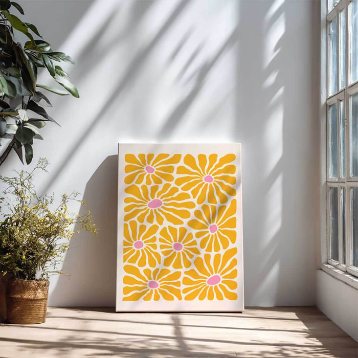 Tableau fleurs solaires stylisées Toile imprimée