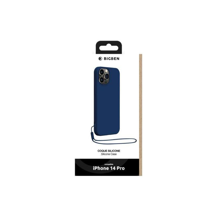 Coque BIGBEN CONNECTED iPhone 14Pro silicone+Dragonne bleu