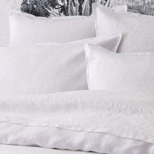 Drap housse uni en lin lavé, Made in France, NOUVELLE VAGUE , Blanc