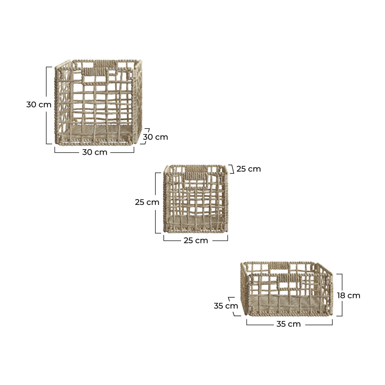 Set de 3 paniers en fibres naturelles - Janice