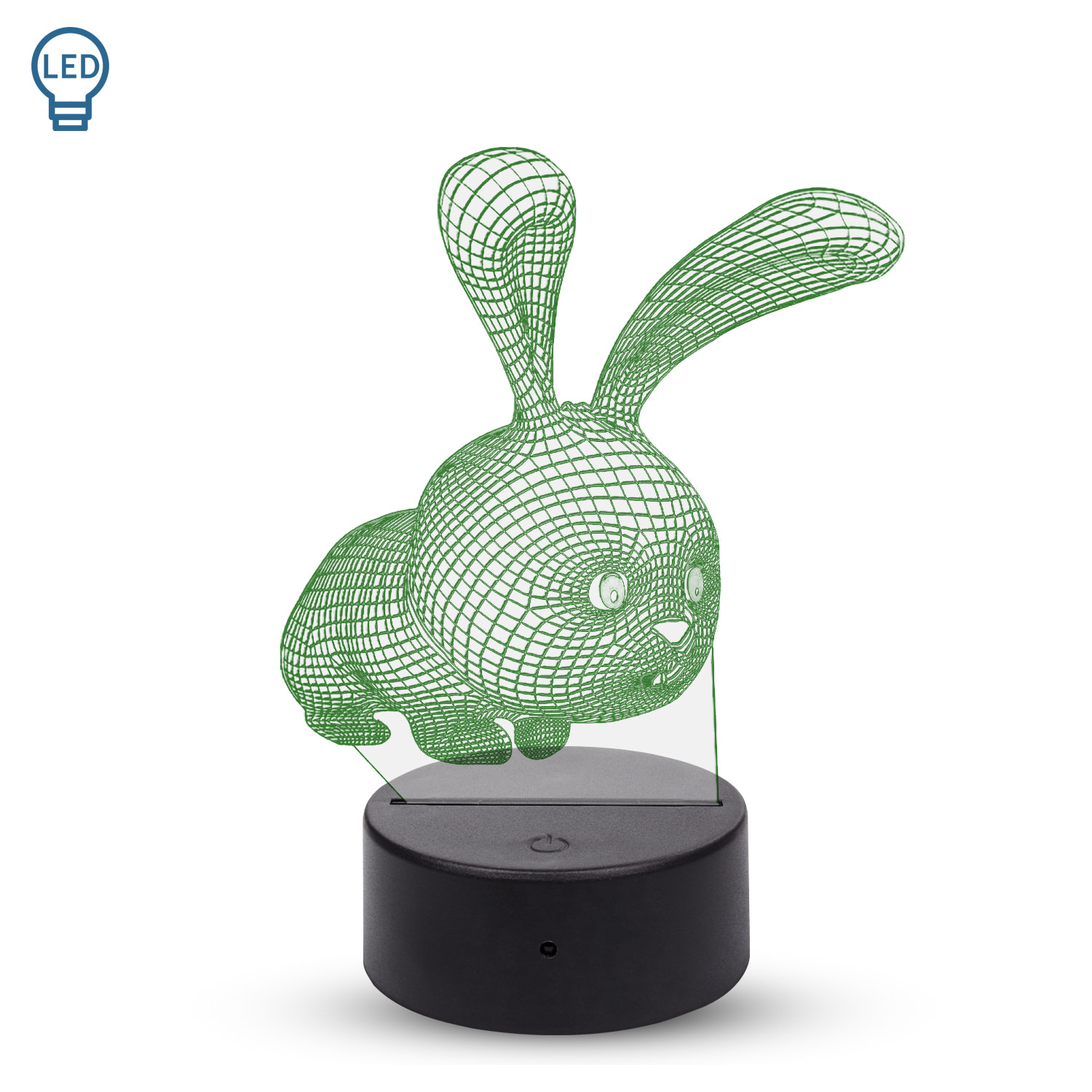 Lámpara ambiental efecto 3D, diseño Conejito. Luces RGB intercambiables, con efectos y mando a distancia.