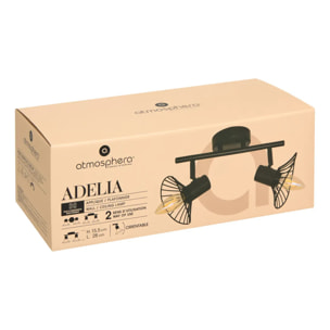 Applique murale/plafonnier Adelia noir 28x12,5cm