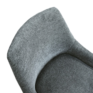 Set di 2 sedie TALLINN in tessuto antracite e gambe in metallo nero opaco, con braccioli