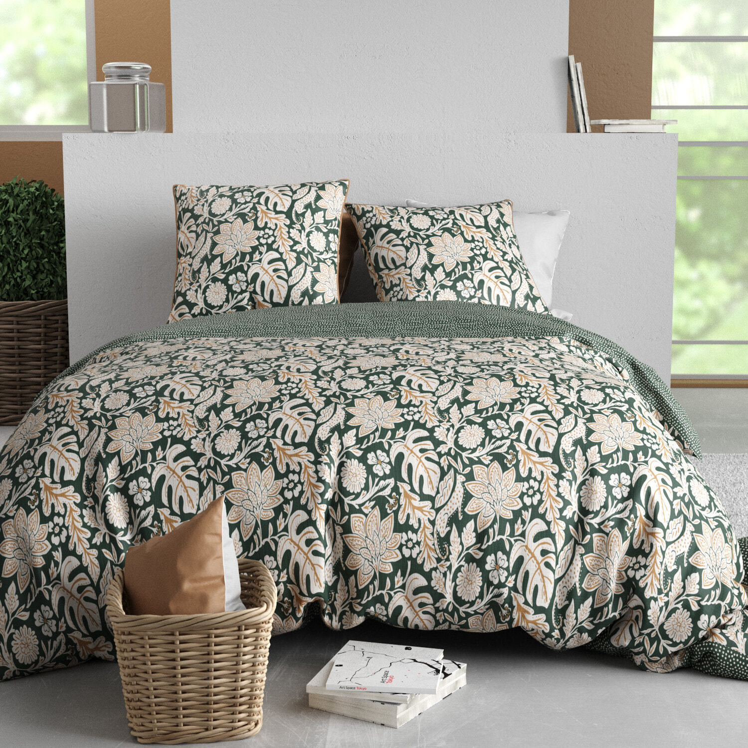 Parure housse de couette 3pcs 100% coton 57 fils nour
