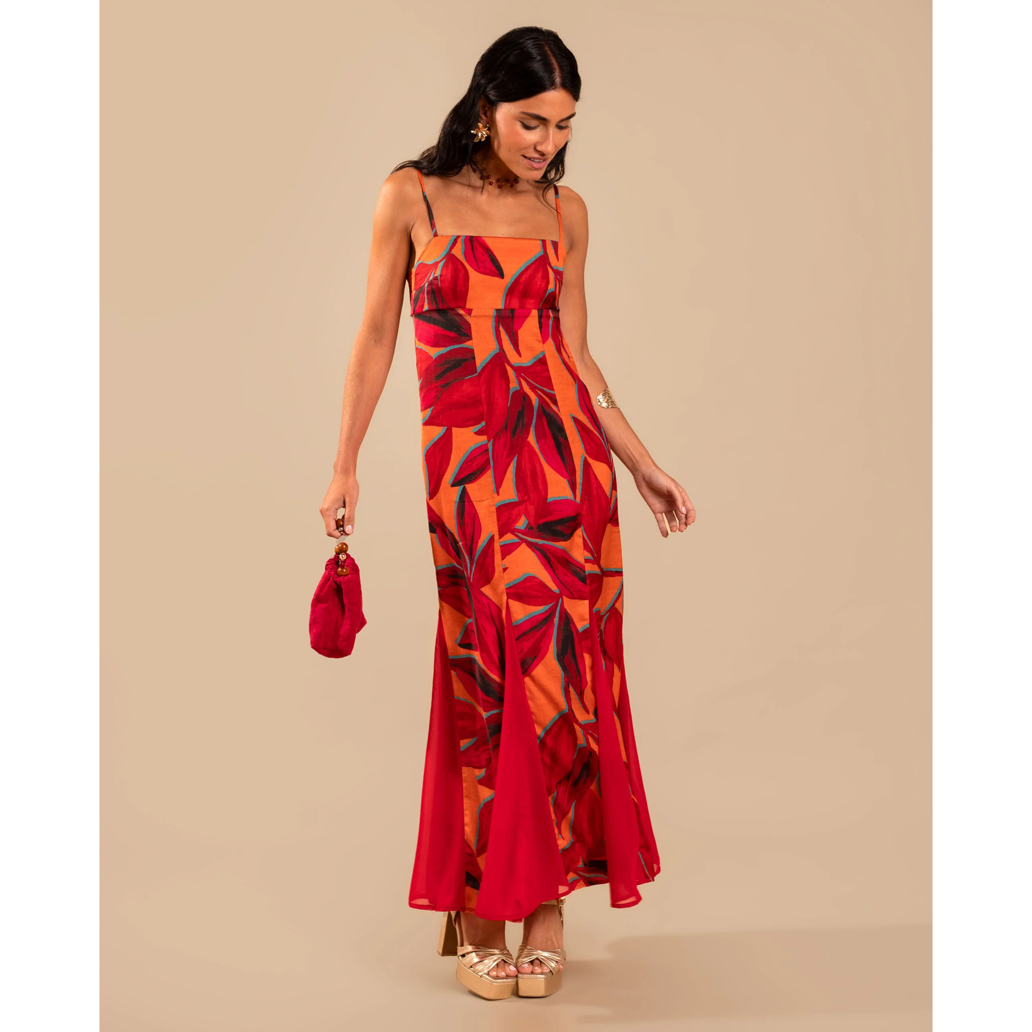 Vestido largo estampado floral de tirantes