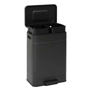 Poubelle Nova avec Pedale 2x30L Noir 45,5x36,5x67 cm