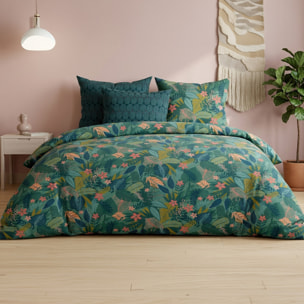 Parure housse de couette imprimé 100% coton - zania - fougère