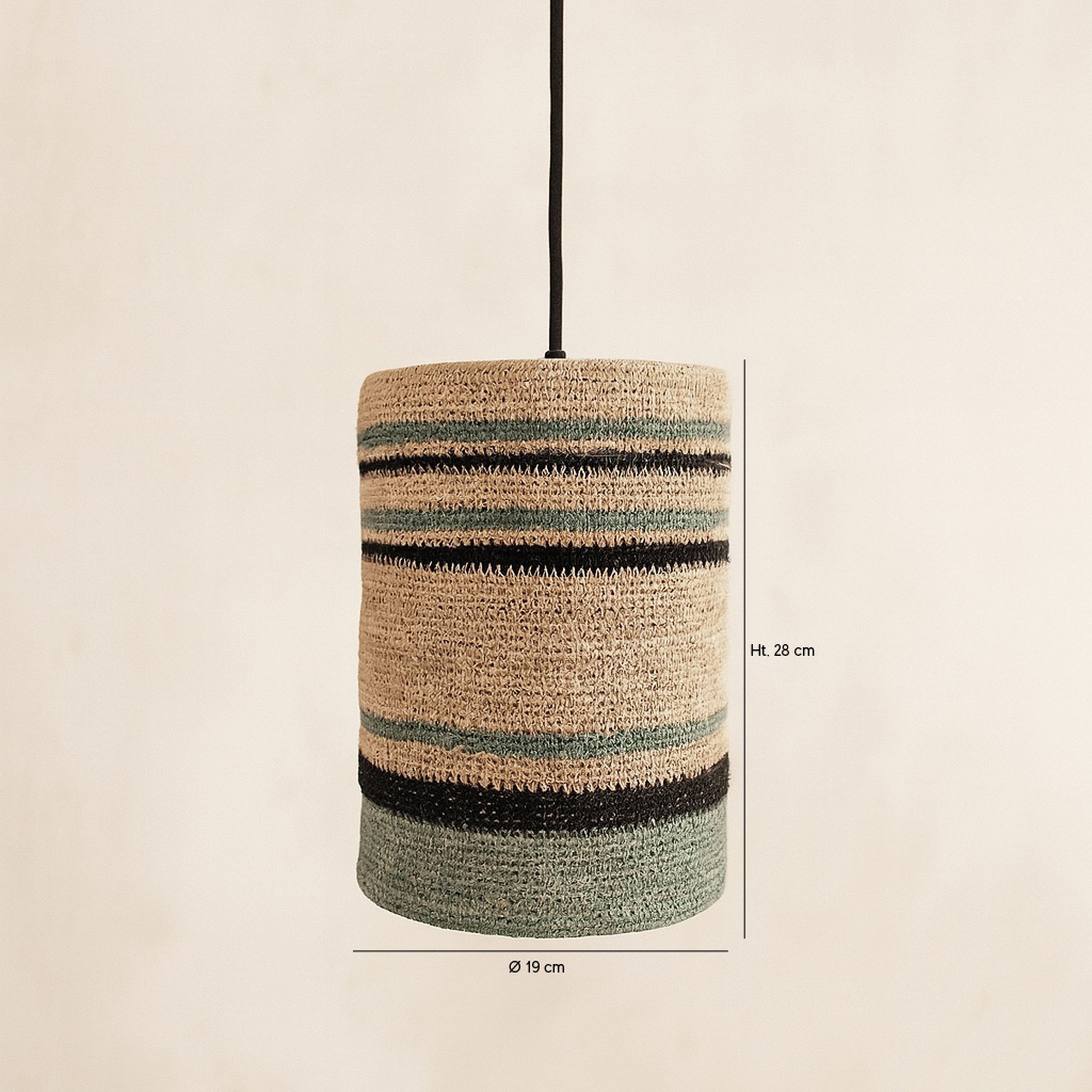 Suspension en jonc de mer naturel et vert BARBADE