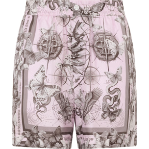 PHILIPP PLEIN Silk Shorts Butterfly Tattoo