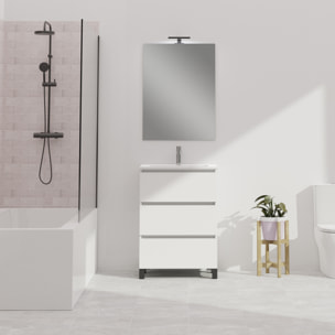 Conjunto de baño Wink | 70 cm Blanco Mate | Tres cajones | Lavabo encastrado | No incluye espejo | Mueble montado | Alday
