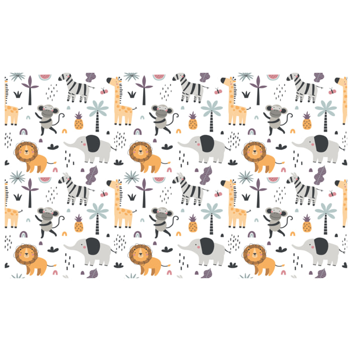 Rouleau revêtement adhésif vinyle au mètre - Sticker lavable Cuisine Meuble Armoire Porte - ANIMAUX DES ÎLES TROPICALES