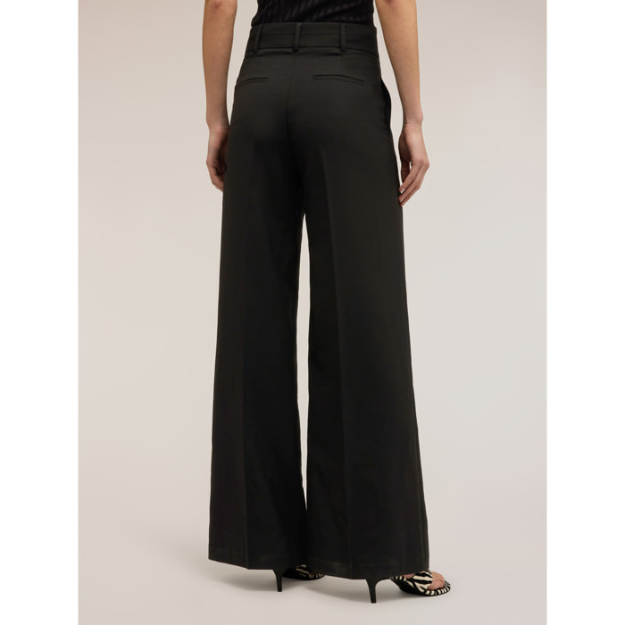 Motivi - Pantalones palazzo en tejido armaturado - Negro