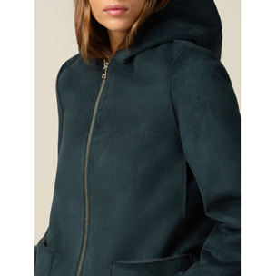 Oltre - Parka en tejido suave con capucha - Petrol Blue