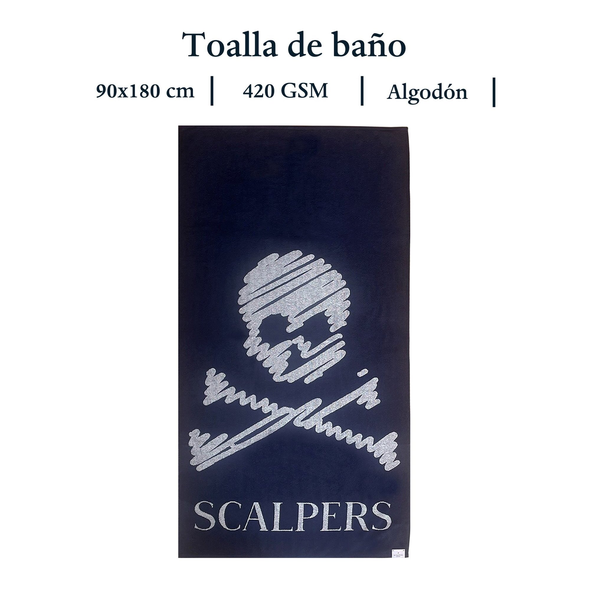 Toalla de playa 90x180cm 100% algodón 420gsm en azul marino