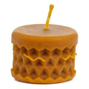 Vela de miel, de cera de abeja natural, diseño de panal. 3.5 Horas de duración.